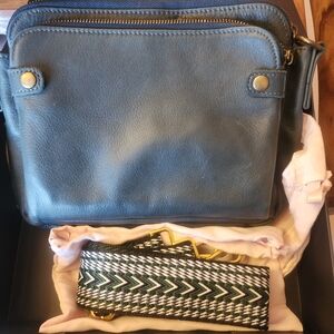 Gently used Minooy "Bali" 3 layer leather Crossbody bag